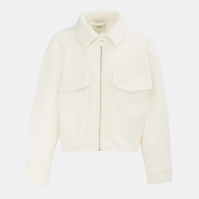 Firetrap Яке Firetrap Women's Short Textured Cropped Long Sleeve Shearling Jacket - Cream