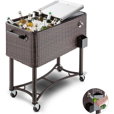 Blumfeldt Springbreak, vozík na nápoje, chladiaci box, chladiaci vozík na terasy, 80 l, ratanový dizajn (ST3-Springbreak-2015)