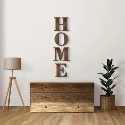 Dřevěný nápis na zeď - HOME Velikost: 140 x 33cm