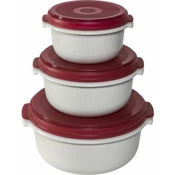 Emsa Micro Family Súprava dóz do mikrovlnnej rúry 0,5 l + 1 l + 1,5 l bielo-červená 518999