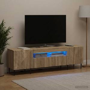 vidaXL LED телевизионен кабинет HAARLEM 153 x 35 x 43 см Дъб сонома (896907)