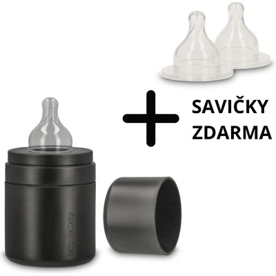 Baby Wallaby kojenecká antikoliková láhev + savičky Black 120 ml