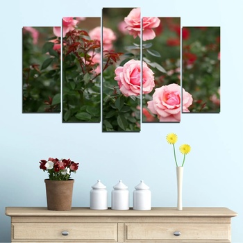 Vivid Home Картини пана Vivid Home от 5 части, Цветя, Канава, 110x65 см, Стандартна форма №0289