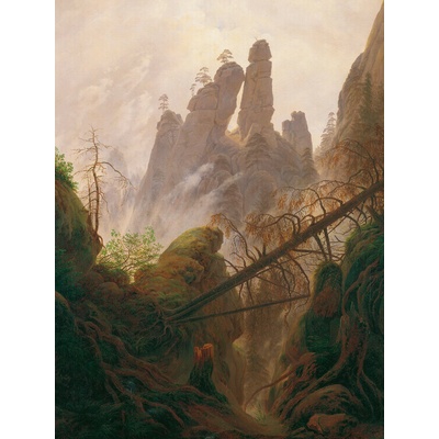 Plagát, Obraz - Rocky landscape in the Elbe Sandstone Mountains, Caspar David Friedrich, 30 × 40 cm