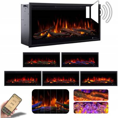 Aflamo Vstavaný krb 1500 W s funkciou ohrevu 100 x 48 cm