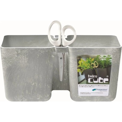 PROSPERPLAST Kvetináč TWINS CUBE betón 24,4cm