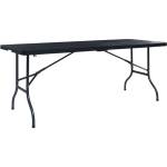 vidaXL Сгъваема градинска маса черна 180x75x72 см HDPE имитация ратан (48831)
