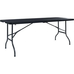 vidaXL Сгъваема градинска маса черна 180x75x72 см HDPE имитация ратан (48831)