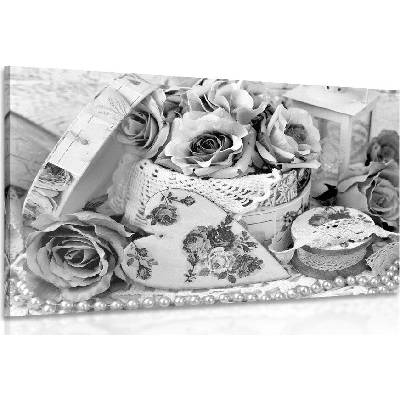 Obraz romantický vintage styl v černobílém provedení - 40x30