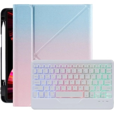 AppleKing puzdro s farebne podsvietenou klávesnicou a priestorom na Apple Pencil pre iPad 10,2" (2019-2021) / Air 3 (2019) / Pro 10,5" - Modro-ružové