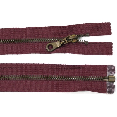 Kovový zip no.5 rozepínací 85cm (staromosazné zoubky) - více barev b: 10 vínová