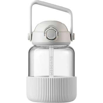 Buydeem DG78 Pop-Up Straw Glass Bottle 800 ml, Oats White (DG78-OW)