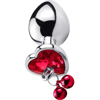 Passion labs Метално дилдо Butt Plug с топчета "POSTER HEART RED" 7 см. Размер-S