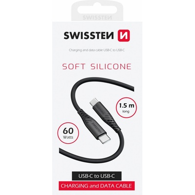 Swissten 71531010 Soft Silicone USB-C / USB-C, 60W, 1,5m, černý