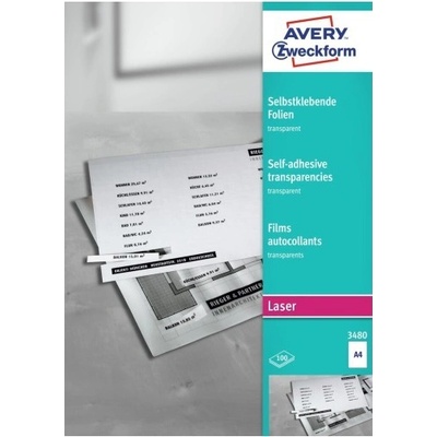 Avery Zweckform 3480 Samolepící PET fólie 100 x A4 transparentní