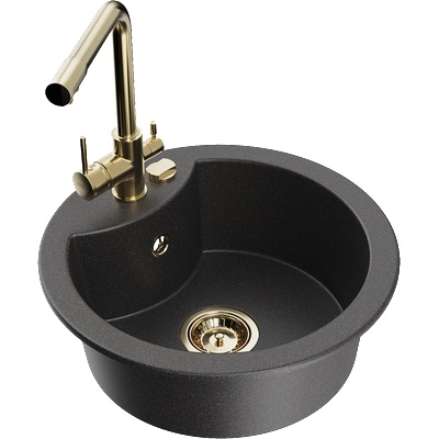 Mexen Diego гранитна кухненска мивка с една камера с кухненски смесител (6512-76-671600-50)