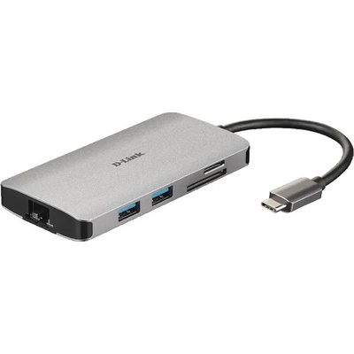 D-Link USB хъб D-Link 8-in-1 USB-C Hub with HDMI/Ethernet/Card Reader/Power Delivery (DUB-M810)