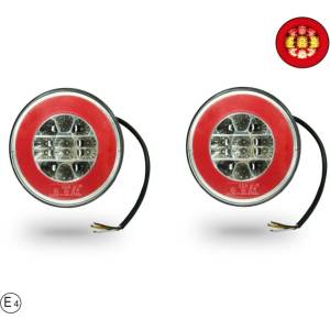  Комплект led Свето Стопове с , Кръгли, Тип Хамбургер 12v-24v, e4, Ø14 см