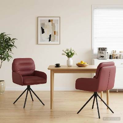 vidaXL Въртящи се трапезни столове 2 pcs Изкуствена Виненочервен (42034320)
