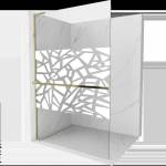 Mexen Kioto+ L стена за душ с рафт Walk-in 120 x 200 cm, бял модел, златен - 800-120-123-50-85 (800-120-123-50-85)