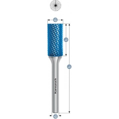 Karnasch Professional Tools Válcová fréza na kov Karnasch D 6,0×18,0 S6 L100 mm, s čelním broušením, povlakovaná, HP-4