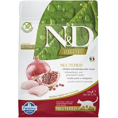 N&D Prime Adult Neutered Chicken & Pomegranate - храна за кастрирани котки в зряла възраст над 1 г. с пилешко месо и нар; без зърно 5 кг