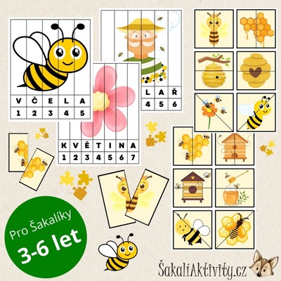 Puzzle - VČELY Provedení: Komplet - hotové aktivity k okamžitému použití