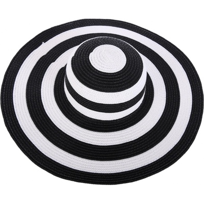 Dámský klobúk prúžkovaný čierno-biela