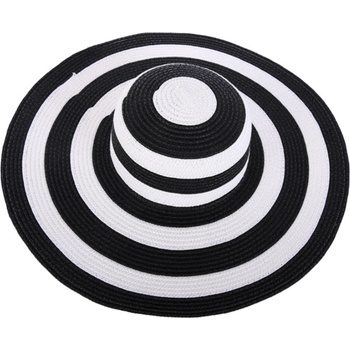 Dámský klobúk prúžkovaný čierno-biela