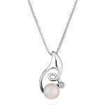 Swan Сребърно колие с цирокиний и сладководна бяла перла IP1072B Swan