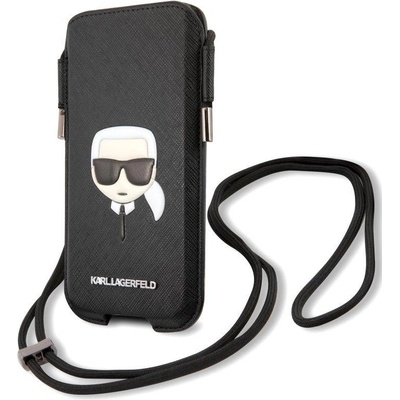 Púzdro Karl Lagerfeld Head Saffiano PU Pouch S/M čierne