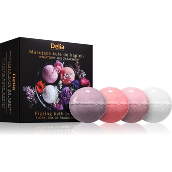 Delia Cosmetics Fizzing Bath Bombs Floral Mix подаръчен комплект за вана 4x100 гр