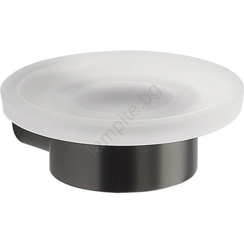 Gedy - стенна поставка за сапун PIRENEI, млечно стъкло/металиково сива (SH0851)