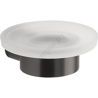 Gedy - стенна поставка за сапун PIRENEI, млечно стъкло/металиково сива (SH0851)