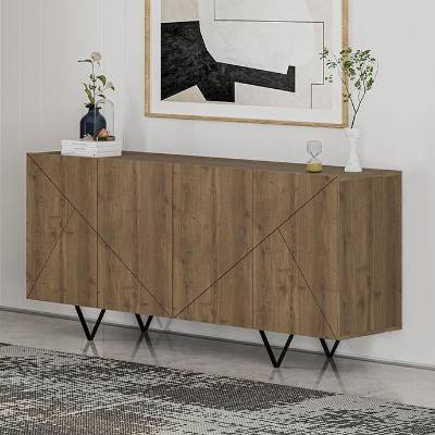 TopMebel Страничен шкаф Jakomen от меламин в светло кафяв цвят 180x41.7x80см