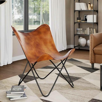 VidaXL Butterfly hnědé pravá kůže 243728