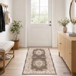 vidaXL Килим с пътека FLORNES Тъкан Таупе 100 x 350 cm ПП 7 mm (42057503)