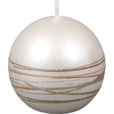 Ceramicus SATURN KOULE vánoční metalická lesklá d8cm bílá