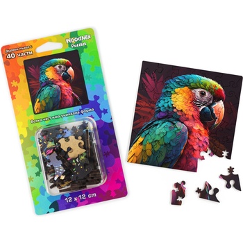 WoodMix Puzzles Дървен пъзел WoodMix, Животни, 40 части - Папагал (WM-P40-0027)