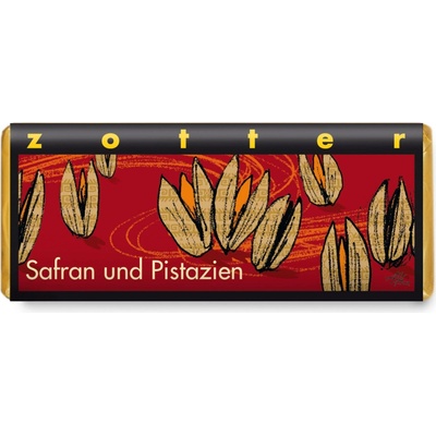 Zotter Bio plněná mléčná Šafrán a pistácie 70 g