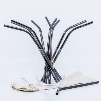 Lily & Glory Čierna kovová slamka zahnutá SK.ZAH.CN 1ks