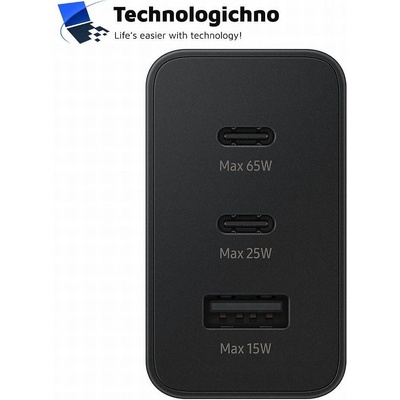 за Samsung Зарядно 220V 65W PD Type C x 2/USB A/ Type C M/M (EP-T6530NBEGWW)