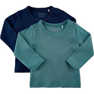 Minymo Детска блуза с дълъг ръкав Minymo Kid's Blouse L/S (2-Pack) Longsleeve - Goblin Blue - размер 62 (EU) (704-5926-0213)