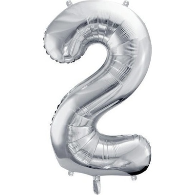 vybavsenaparty Fóliová číslice stříbrná '2' 86 cm