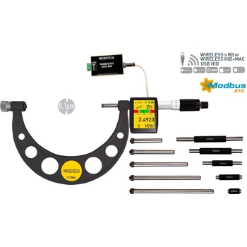 Microtech Electronic Дигитален микрометър със сменяеми наковални Microtech Modbus DataMet - 0-150 мм, 0, 0001 мм (110181539M)