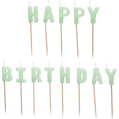 PartyDeco Dortové svíčky Happy Birthday zelené