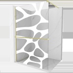 Mexen Kioto+ душ параван с рафт Walk-in 80 x 200 см, бяла вълна, златисто четкано - 800-080-121-55-97 (800-080-121-55-97)