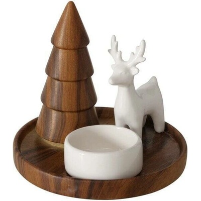 Boltze Home Svícen s vánočním stromečkem a soškou SKANDO, výš. 12 cm hnědá