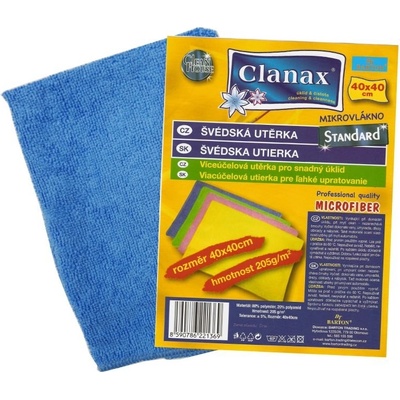Clanax Standart švédska utierka mikrovlákno 40 x 40 cm 205 g modrá 1 ks