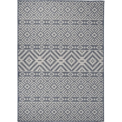 vidaXL Градински плоскотъкан килим, 120x170 см, сини шевици (340837)